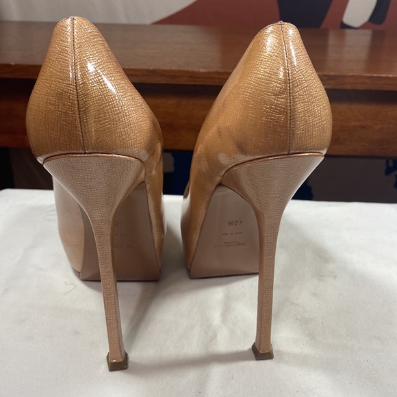🌟🌟 YSL 9 1/2M WOMEN'S ROSE PATENT LEATHER TRIBTOO 80 PLATFORM PUMP SIZE 40 1/2 - Picture 5 of 12